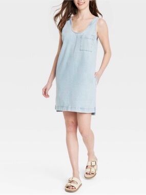 Universal Thread Light Wash Denim Tank mini Dress